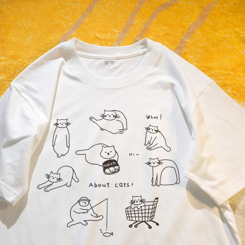 猫のデザインがかわいい！コットンTシャツ：ねこあつめと日常ファッションの融合