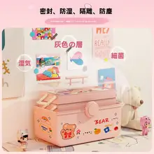 大容量の子供用ヘアアクセサリー収納ボックス【二段式・ヘアピン・ゴム・リボン対応】（セットアップ対応）