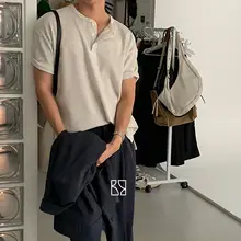 ワッフル生地 ヘンリーネック半袖Tシャツ【夏用・フィット・素材感】