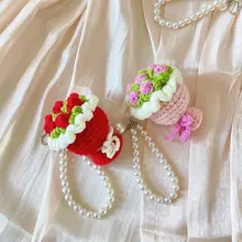 ミニバラとひまわりの花束キーホルダー【パールビーズ付き・バレンタイン用・完成品】