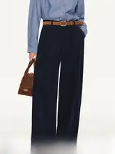 DESIGNER PLUS 青色コーデュロイワイドパンツ【フィット・ストレート・カジュアル】