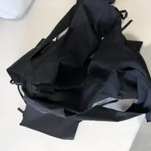 黒のワンショルダーバッグ【飄帯デザイン・斜め掛け・手提げ可・コットン製】