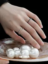 パール入り純銀リング【オリジナルデザイン・クールスタイル・開口タイプ】