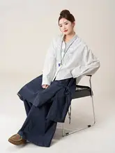 刺繍入り長袖シャツ【春向け・コットン・フィット・白色】
