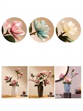 大マグノリア 花 偽物の花 装飾フラワー 陶器セット