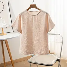 高級感ある桑蚕絲素材の短袖Tシャツ【夏用・ストーンテクスチャー】