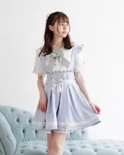 かわいらしいデザインの多層ストラップサロペットスカート【ウエストシェイプ・着脱可能】（  セットアップ対応）