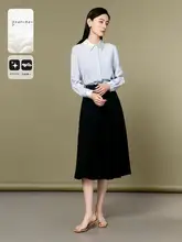 カラーストライプ長袖シャツ【シルク風・女性用・極上の柔らかさ】