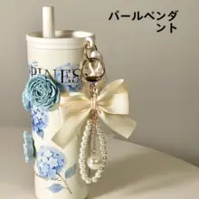 陶器製フラワーデザインの保温カップ【高容量・ストロー付き・女性向け】