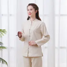 男女兼用 中華風春秋用コットン唐装【盤扣デザイン・復古スタイル・茶服】（セットアップ対応）