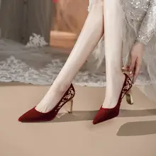 美しい新婦のための中式デザイン赤いヒール【高級感・ウェディングシューズ・パーティー用】