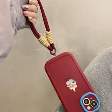 酒紅色の可愛いクマのスマートフォンケース【Xiaomi対応・柔らかいシリコン・耐衝撃】