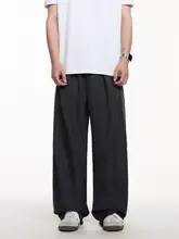 韓国版痩身メンズパンツダークグレールーズワイドレッグカジュアルパンツ