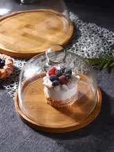 透明ガラス製フルーツ試食トレイ【蓋付き・ケーキやデザートの展示用】