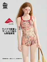 BUNNYBUMS ワンピース水着 レディース パッド付き 上品 着痩せ プール 温泉