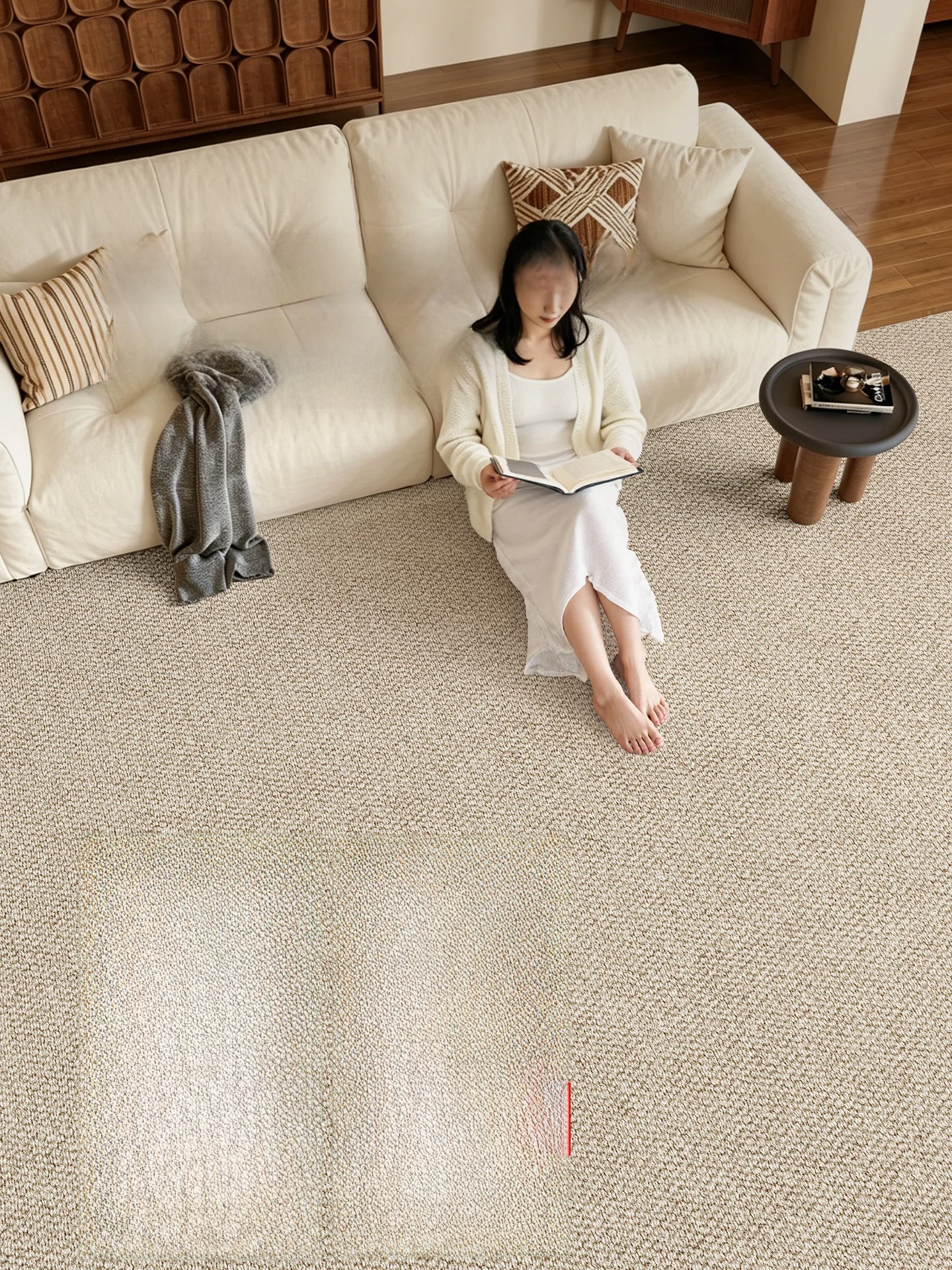 高級感漂うソファ用ラグ：6畳リビングに最適な大面積防水洗濯可能タイプ