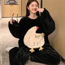 秋冬用コレクション！珊瑚絨の厚手ルームウェア【可愛いアニマルデザイン・フィット・大きいサイズ・外出可能】（セットアップ対応）