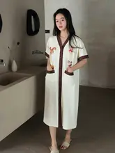 胸パッド付きマタニティスリップ【夏用・綿素材・中長丈・外出可能】