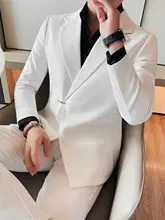 カジュアルな白のスーツ【ビジネス用・スリムフィット・メンズ・ジャケット】（セットアップ対応）