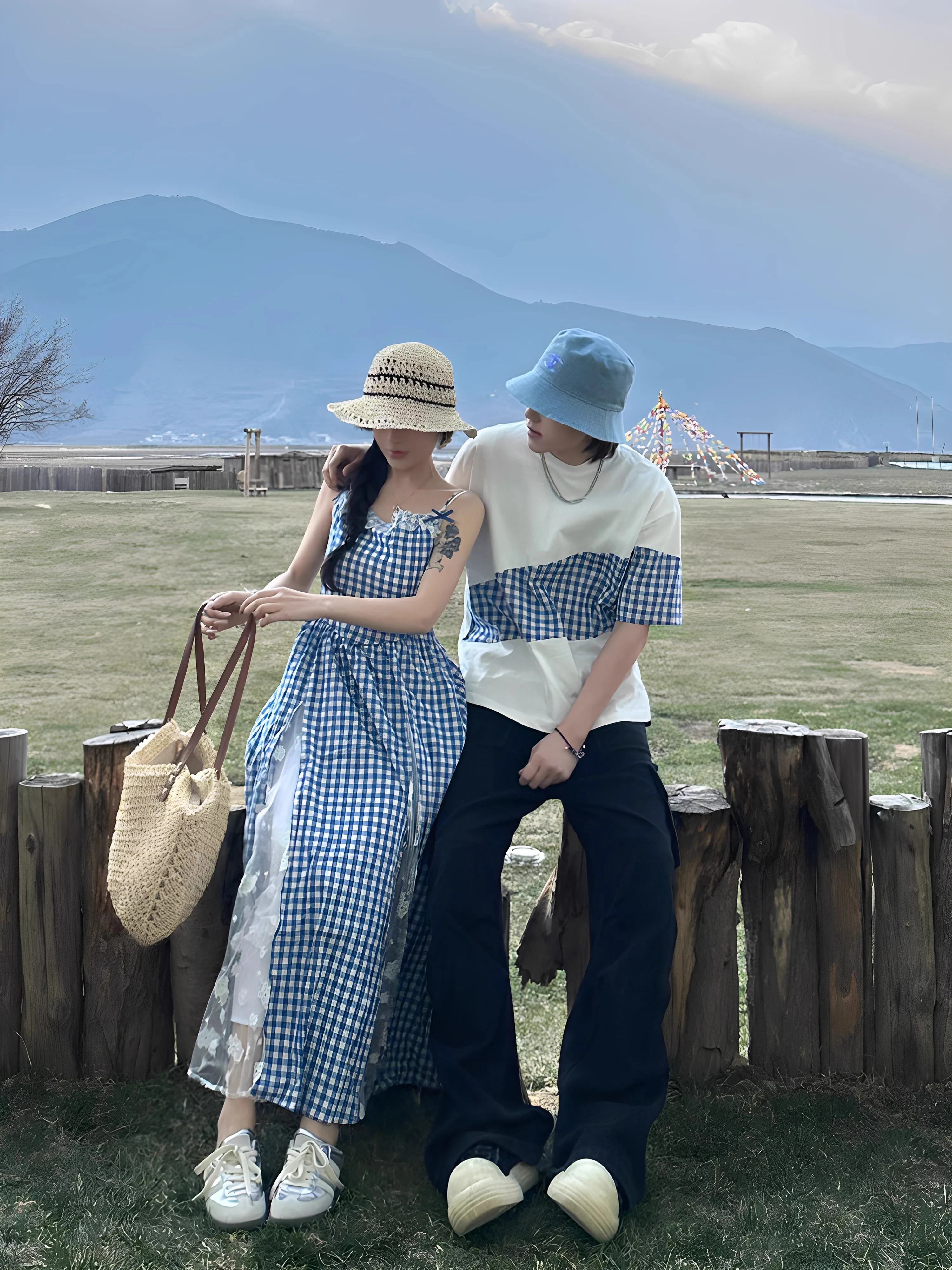 40代夏旅行コーデに最適なロングスカートセット：ビーチリゾート向けカジュアルデザイン