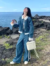 レースフリルデザインのデニムジャケット＆スカート【春秋用・女性・チックスタイル】（セットアップ対応）