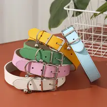 PUレザー製 ペット用ネックレス【調節可能・鈴付き・可愛い子犬用・猫用】