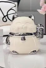 陶製 招財猫ティッシュボックス【かわいいデザイン・リビング用・抽出式】