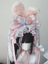 手作りの桜の下の告白リボンヘアバンド【うさ耳・古風・飾り付き】