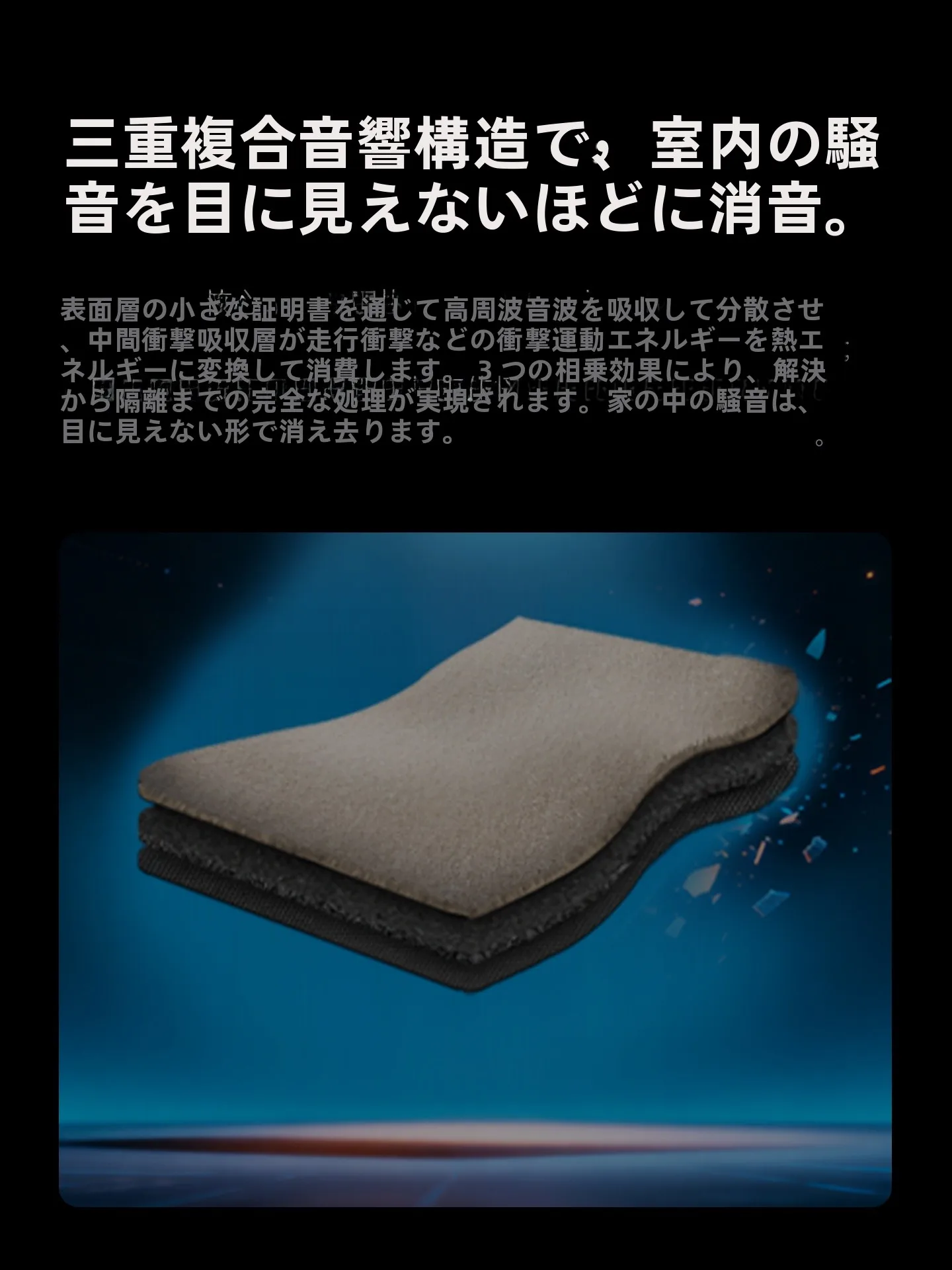 厚手防音カーペット：強力吸音性能と実用性を備えた居間・寝室用対応製品