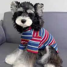 トレンドのアメリカンストライプ！小型犬用綿素材ペットTシャツ【春秋夏用・薄手】
