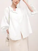 シンプルな無地デザインのランタンスリーブトップス【夏用・フィット・日焼け防止】