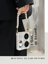 MASFEIL Huawei Pocket 2用 透明全包型スマホケース【折りたたみ式・ストラップ付き・衝撃吸収】