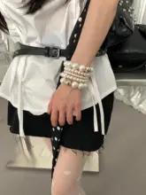 シンプルで使い勝手抜群！多層パールオーナメントブレスレット【女性用・巻き付けデザイン・高級感】