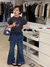 夏用 キッズファッション 女の子用 Tシャツとデニムパンツ【短袖・カジュアル】（セットアップ対応）