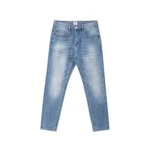 スリムフィットデニムパンツ【ストレッチ素材・ウォッシュ加工・ブルー】