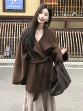 ブラウンダブルフェイスカシミアコート【秋冬用・ショートサイズ・高級感】