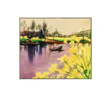 手描きの油彩画 ジョンナンの菜の花風景【リビング・玄関・書斎用の壁掛け装飾】