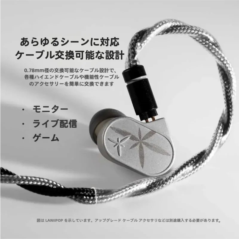 LAN入耳式HiFiヘッドフォン【高音質・低歪み・ゲーム用・着脱式ケーブル】