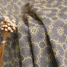 千鳥格の刺繍入りポリエステルコットン生地【皆川明海葵デザイン】