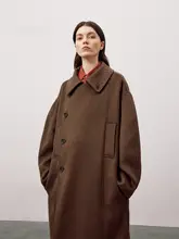 極上の柔らかさのカシミヤウールバスローブコート【女性用・ダブルフェイス・中長丈・シルエット重視】