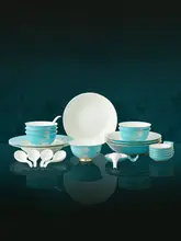 水墨牡丹デザインの陶器製食器【軽やかで上質なホームパーティー用・結婚・引越し祝いにも最適】（セットアップ対応）