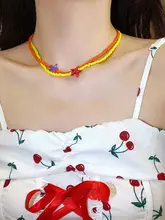 カラフルな星のビーズネックレス【夏季向け・重ね付け・ロングチェーン】