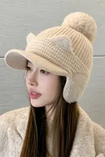 秋冬用ゴルフキャップ【毛皮風・厚手・暖かい・かわいい・韓国スタイル】