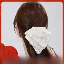 国風デザインの水墨風リボンヘアアクセサリー【レースバンド・飾り付き】