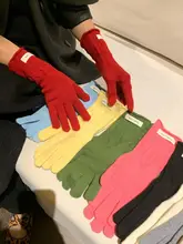 羊毛混紡の秋冬用指なしタッチスクリーン対応ニット手袋【長めのデザイン】
