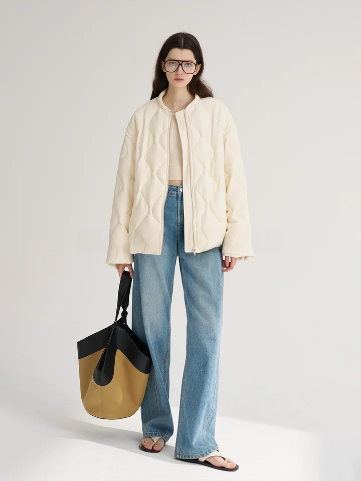 MAISON CECILE 白色フライトジャケット【白鹅绒・保温・ダウンコート】