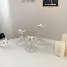 ガラス ミニキャンドルホルダー フレンチ風 インスタ映え 円柱 王冠デザイン インテリア オブジェ アロマキャンドル用 ディナー