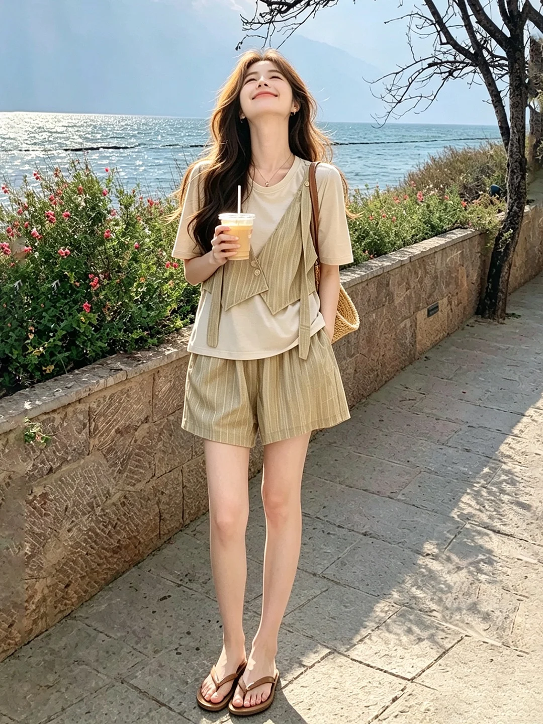 夏服 オシャレ どうやって選ぶ？小柄女性に最適な「カーキの条紋セットアップ」が実はこれ