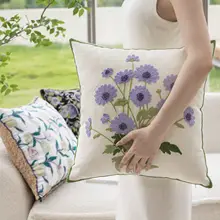 アメリカン田舎風刺繍花柄クッションカバー【リビング用・ソファ用・フラワーデザイン】