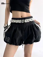 デザイン性のあるゆったりとしたハイウエストバルーンパンツ【女性用・カジュアル・ドローストリング・ワイドレッグ・ミニスカート付き】（セットアップ対応）